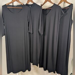Bundle Lot Of 4 Eileen Fisher Black Viscose Jersey Dresses Large